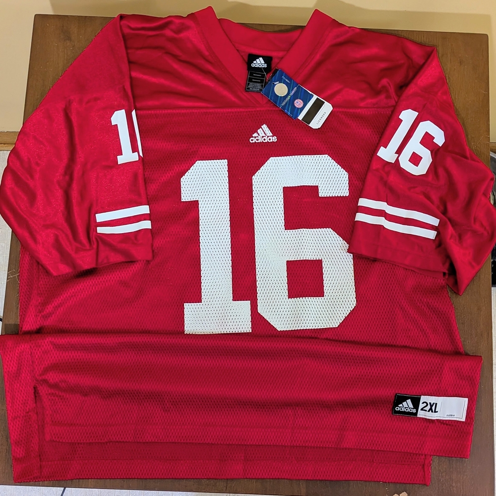 University of Wisconsin Badgers Football Jersey by Adidas #16 NCAA Size 2XL NWT